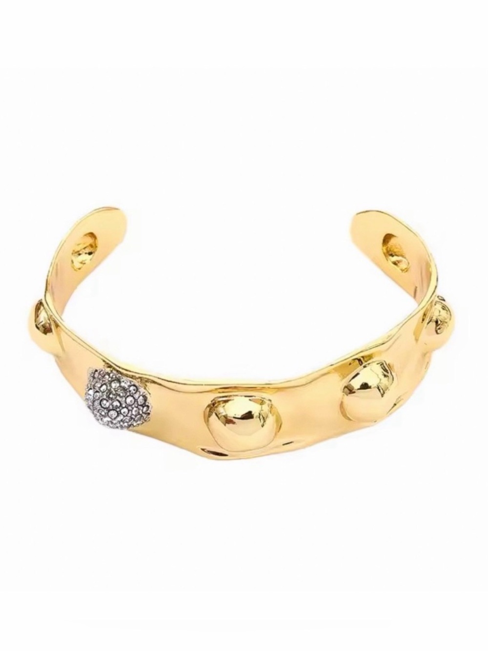 NEW Alexis Bittar Molten Liquid Gold Repoussé Raised Dot Cuff Bracelet AU06